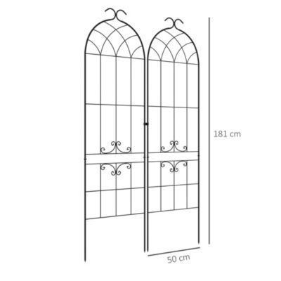 Lot de 2 treillis de jardin support pour plantes grimpantes métal noir