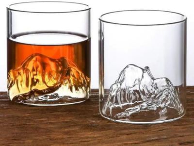 Lot de 2 verres à whisky design montagne 283,5ml