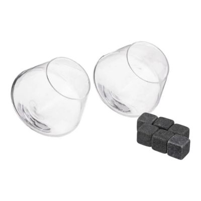 Lot de 2 Verres à Whisky "Pierres" 30cl Transparent