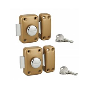Lot de 2 verrous à bouton Apache pour porte d'entrée, cylindre 45mm, acier, 3 clés/verrou, époxy or - THIRARD