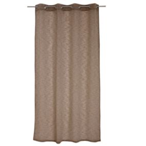 Lot de 2 voilages, 140x240cm, marron chocolat, effet lin, collection Maya, CMADECO