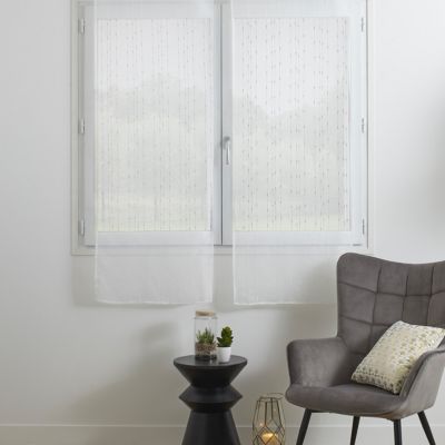 Lot de 2 voilages "Anissa" - blanc 60x160 cm - Atmosphera