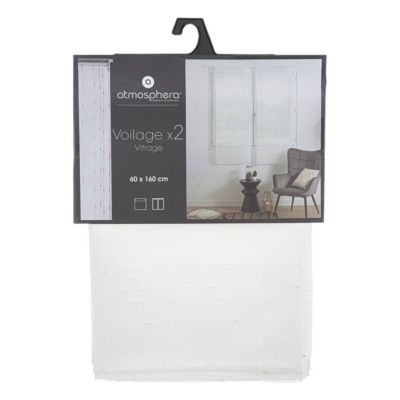 Lot de 2 voilages "Anissa" - blanc 60x160 cm - Atmosphera