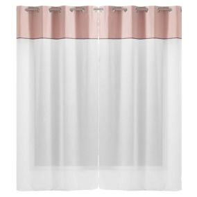 Lot de 2 voilages Jolibel - 137 x 240 cm Rose - Douceur d'Intérieur - Voilage  137 x 240