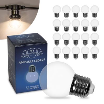 Lot de 20 Ampoules Guirlande Guinguette Led E27 Transparentes - 1.5W