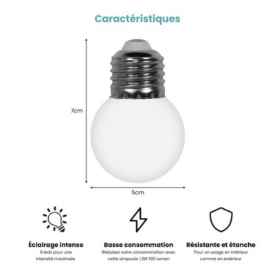 Lot de 20 Ampoules Guirlande Guinguette Led E27 Transparentes - 1.5W