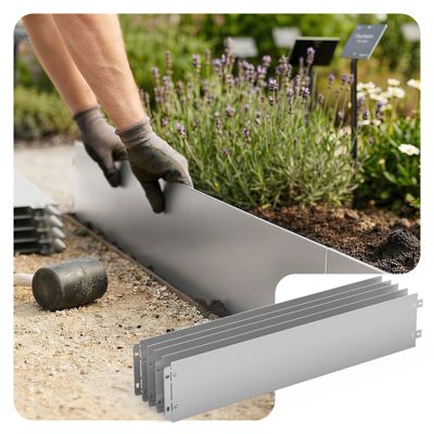 Bordures De Jardin En Acier Galvanisé - 10 Panneaux 25x100 Cm Flexible Et Résistant - Pour Massifs Et Allées - 7