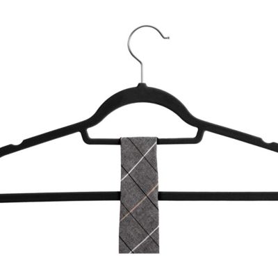 Lot De 20 Cintres Velours Anthracite - Anti-Glisse, Barre Pantalon, Crochet Pivotant 360°, Gain De Place
