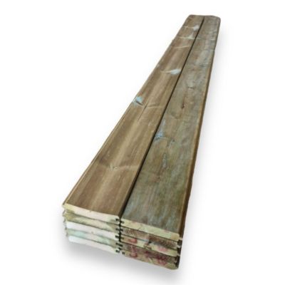 Lot de 20 lames (5 m2/carton) bardage à rainure et languette en bois massif en pin, traité, 2 faces biseautées, 21x120x2100 mm