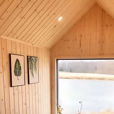 Lot de 20 lattes (4,8 m2) en pin massif rainure et languette avec 1 côté biseauté 2x12x200 cm