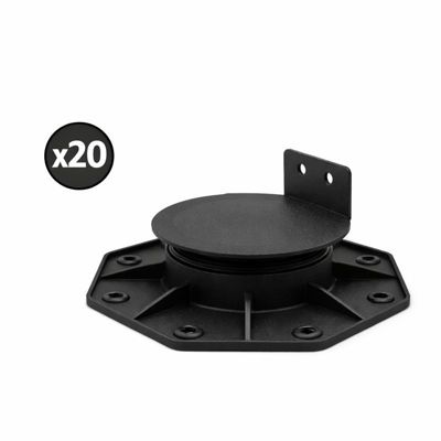 Lot de 20 plots 18-30mm pour terrasse bois et composite Noir, Unités - 20 plots