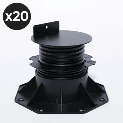 Lot de 20 plots 60-138 mm pour terrasse bois et composite Noir, Unités - 20 plots