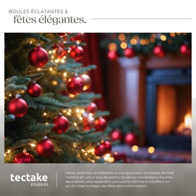 Lot De 24 Boules De Noël Brillant Et Mat En Verre Rouge D2.5cm