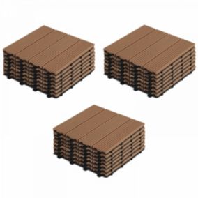 Lot de 24 dalles clipsables bois synthétique marron  Oviala