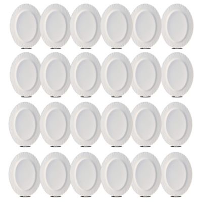 Lot de 24 plat oval, assiette de service coloris blanc en verre - Longueur 36 x Profondeur 34 x Hauteur 2 cm