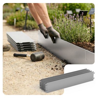Lot de 25 Bordure de jardin en métal galvanisé flexible 100x18cm VOUNOT