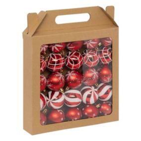 Lot de 25 Boules de Noël "Maison des Couleurs" 6cm Rouge & Blanc