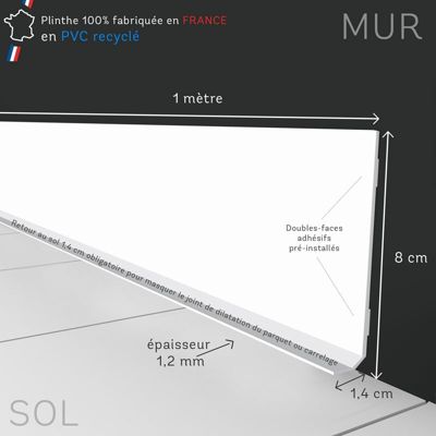 Lot de 25 Plinthes PVC Couleur Béton - 99deco - H8 x L200 cm Profondeur 14 mm