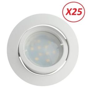 Lot de 25 Spot Led Encastrable Blanc Orientable lumière Blanc Neutre eq. 50W - LAMPESECOENERGIE - ref.888