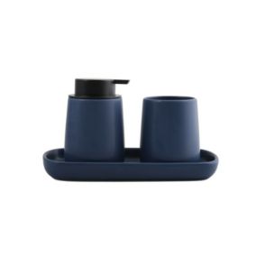 Lot de 3 accessoires de salle de bain en céramique MAONIE Bleu Foncé mat MSV