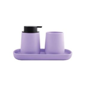 Lot de 3 accessoires de salle de bain en céramique MAONIE Lavande mat MSV