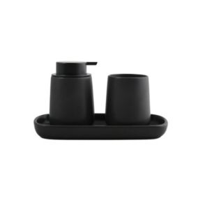 Lot de 3 accessoires de salle de bain en céramique MAONIE Noir mat MSV