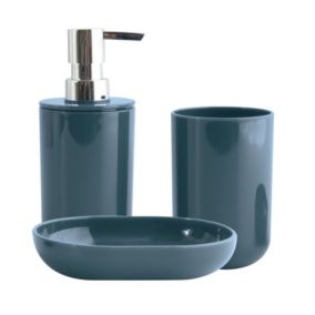 Lot de 3 accessoires de salle de bain INAGUA Bleu Pétrole MSV