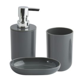 Lot de 3 accessoires de salle de bain INAGUA Gris foncé MSV