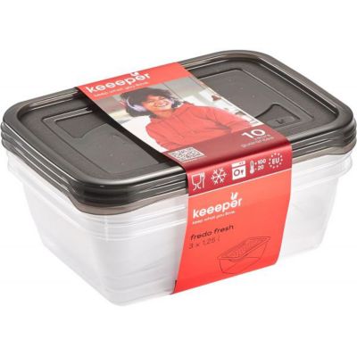 Lot de 3 Boîtes de congélation 1,25 litres - Gris