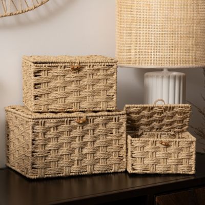 Lot de 3 boîtes Elio Naturel L18/22/25cm - Atmosphera Créateur d'intérieur