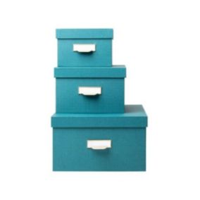 Lot de 3 boîtes en carton déco Office by Me - Bleu
