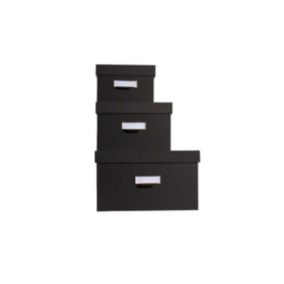 Lot de 3 boîtes en carton déco Office by Me - Noir