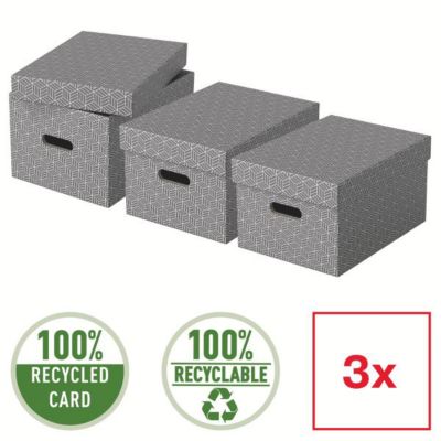 Lot de 3 boîtes en carton élégantes Home M - Gris