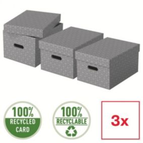 Lot de 3 boîtes en carton élégantes Home M - Gris