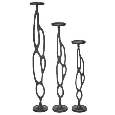 Lot de 3 bougeoirs BUNI 54/68/84 cm Métal Noir