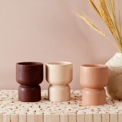 Lot de 3 Bougies - HOME DECO FACTORY - Sahana - Céramique - Matte - Multicolore