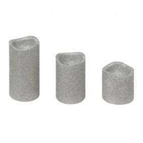 Lot de 3 Bougies LED "Paillettes" 10cm Argent