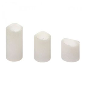 Lot de 3 Bougies LED "Paillettes" 10cm Blanc