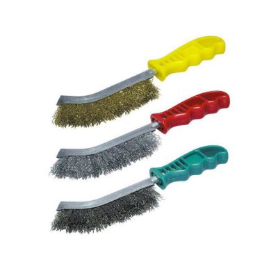 Lot de 3 Brosses à Main Ergonomiques - WOLFCRAFT - Fils d'acier - 125mm - Gris