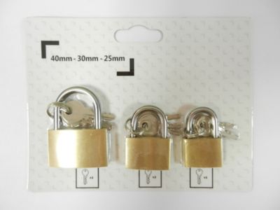 Lot De 3 Cadenas STANDERS – Clés Identiques, Largeur 30 Mm, Qualité Pro