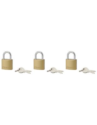 Lot de 3 cadenas TYPE 1, intérieur, 35 mm, anse acier cémenté, 6 clés, s'entrouvrant - THIRARD