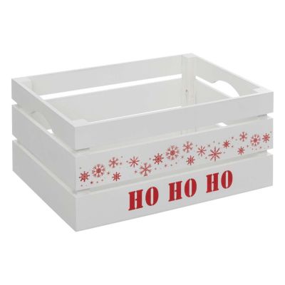 Lot de 3 cagettes de Noël en bois - L. 40 x P. 25 x H. 20 cm - Blanc