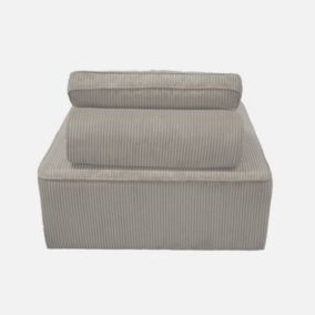 Lot de 3 chauffeuses pour canapé modulables velours côtelé gris clair avec un coussin