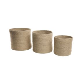 Lot de 3 corbeilles en textile beige ARTIGALA