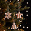 Lot de 3 décorations 3D étoile flocon de neige et sapin en bois
