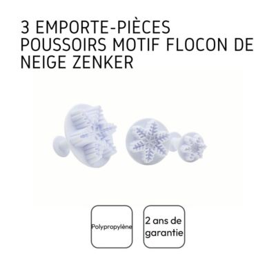 Lot de 3 emporte-pièces de Noël pour pâte à sucre motif flocon de neige Zenker Emporte-pièces