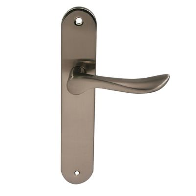 Lot de 3 ensembles de poignées de porte Renge sur plaque Entraxe 195 mm métal chromé mat Colours