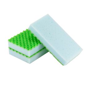 Lot de 3 éponges synthétiques abrasif L.11 x l.6,5 x 2,4 cm blanc et vert