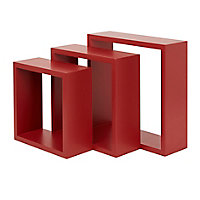 Lot de 3 étagères cubes murales modulables Rigga Form P. 9,8 cm rouge