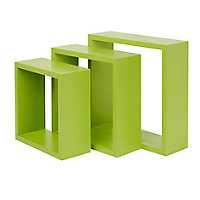 Lot de 3 étagères cubes murales modulables Rigga Form P. 9,8 cm vert